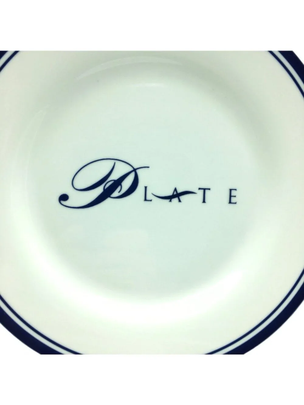 Pottery Barn PARAGRAPH White Cobalt Blue Band Dinner Platter Chop Plate 12-1/4”